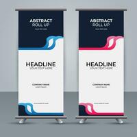 modern roll up banner template with abstract design vector