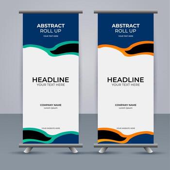 modern roll up banner template with abstract design vector