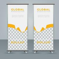 Modern roll up banner design template. flyer. pull up. presentation. brochure. poster. advertisement. print media vector