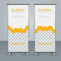 Modern roll up banner design template. flyer. pull up. presentation. brochure. poster. advertisement. print media vector