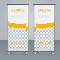 Modern roll up banner design template. flyer. pull up. presentation. brochure. poster. advertisement. print media vector