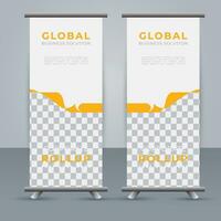 Modern roll up banner design template. flyer. pull up. presentation. brochure. poster. advertisement. print media vector