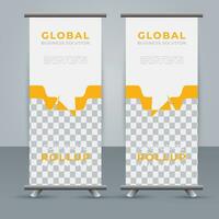 Modern roll up banner design template. flyer. pull up. presentation. brochure. poster. advertisement. print media vector