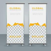 Modern roll up banner design template. flyer. pull up. presentation. brochure. poster. advertisement. print media vector