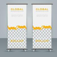 Modern roll up banner design template. flyer. pull up. presentation. brochure. poster. advertisement. print media vector