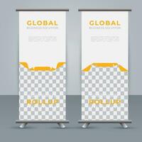 Modern roll up banner design template. flyer. pull up. presentation. brochure. poster. advertisement. print media vector