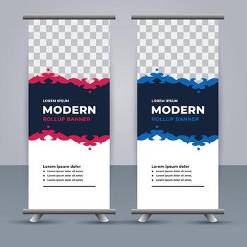 professional business roll up display standee template design vector