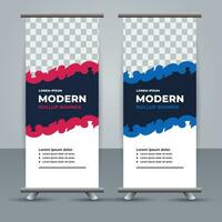 vector Roll up banner template with modern shapes