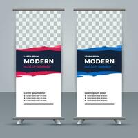 vector Roll up banner template with modern shapes