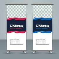 vector Roll up banner template with modern shapes