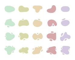 Set of Organic Blob Shapes, Pastel Color. Abstract Blob or Bubble for Element Decoration on White Background. Irregular Round Blotch Shape Collection. Vector Illustration