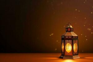 Eid mubarak and ramadan kareem greetings with islamic lantern and mosque. Eid al fitr background. Eid al fitr background of window concept by AI Generated photo
