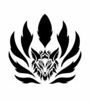 graphic vector illustration of tribal art design of a fox's head surrounded by nine tails