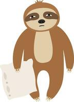 Sleepy sloth with a pillow. Vector illustration isolated.