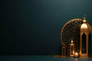 Eid mubarak and ramadan kareem greetings with islamic lantern and mosque. Eid al fitr background. Eid al fitr background of window concept by AI Generated photo