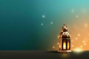 Eid mubarak and ramadan kareem greetings with islamic lantern and mosque. Eid al fitr background. Eid al fitr background of window concept by AI Generated photo