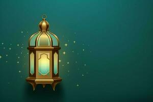 Eid mubarak and ramadan kareem greetings with islamic lantern and mosque. Eid al fitr background. Eid al fitr background of window concept by AI Generated photo