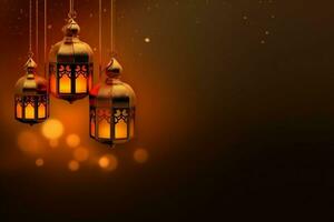 Eid mubarak and ramadan kareem greetings with islamic lantern and mosque. Eid al fitr background. Eid al fitr background of window concept by AI Generated photo