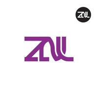 letra znl monograma logo diseño vector