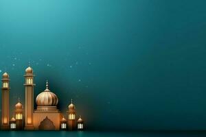 Eid mubarak and ramadan kareem greetings with islamic lantern and mosque. Eid al fitr background. Eid al fitr background of window concept by AI Generated photo