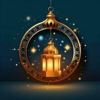 Eid mubarak and ramadan kareem greetings with islamic lantern and mosque. Eid al fitr background. Eid al fitr background of window concept by AI Generated photo