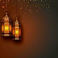 Eid mubarak and ramadan kareem greetings with islamic lantern and mosque. Eid al fitr background. Eid al fitr background of window concept by AI Generated photo