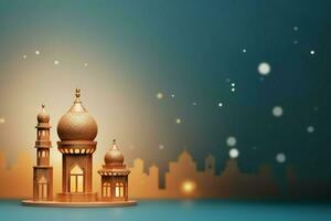 Eid mubarak and ramadan kareem greetings with islamic lantern and mosque. Eid al fitr background. Eid al fitr background of window concept by AI Generated photo