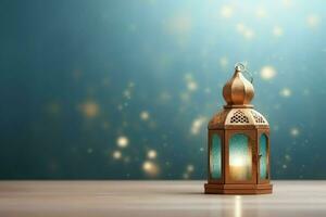 Eid mubarak and ramadan kareem greetings with islamic lantern and mosque. Eid al fitr background. Eid al fitr background of window concept by AI Generated photo