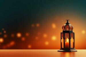Eid mubarak and ramadan kareem greetings with islamic lantern and mosque. Eid al fitr background. Eid al fitr background of window concept by AI Generated photo