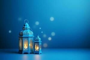 Eid mubarak and ramadan kareem greetings with islamic lantern and mosque. Eid al fitr background. Eid al fitr background of window concept by AI Generated photo