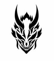 illustration vector graphic of tribal art tattoo face horned devil mask