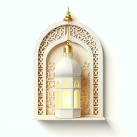 Eid mubarak and ramadan kareem greetings with islamic lantern and mosque. Eid al fitr background. Eid al fitr background of window concept by AI Generated photo
