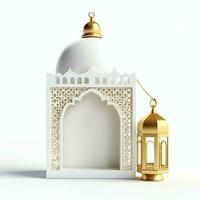 Eid mubarak and ramadan kareem greetings with islamic lantern and mosque. Eid al fitr background. Eid al fitr background of window concept by AI Generated photo