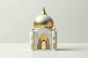 Eid mubarak and ramadan kareem greetings with islamic lantern and mosque. Eid al fitr background. Eid al fitr background of window concept by AI Generated photo