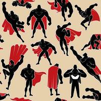 Superhero in Action Seamless Pattern vector