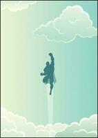 superhéroe en Cloudscape vector