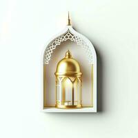 Eid mubarak and ramadan kareem greetings with islamic lantern and mosque. Eid al fitr background. Eid al fitr background of window concept by AI Generated photo