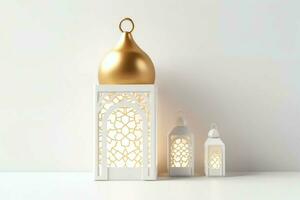 Eid mubarak and ramadan kareem greetings with islamic lantern and mosque. Eid al fitr background. Eid al fitr background of window concept by AI Generated photo