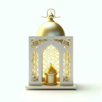 Eid mubarak and ramadan kareem greetings with islamic lantern and mosque. Eid al fitr background. Eid al fitr background of window concept by AI Generated photo