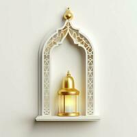 Eid mubarak and ramadan kareem greetings with islamic lantern and mosque. Eid al fitr background. Eid al fitr background of window concept by AI Generated photo