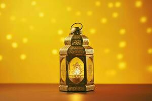 Eid mubarak and ramadan kareem greetings with islamic lantern and mosque. Eid al fitr background. Eid al fitr background of window concept by AI Generated photo
