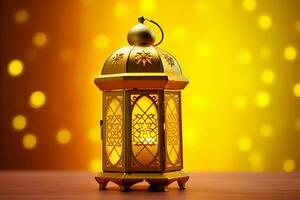 Eid mubarak and ramadan kareem greetings with islamic lantern and mosque. Eid al fitr background. Eid al fitr background of window concept by AI Generated photo