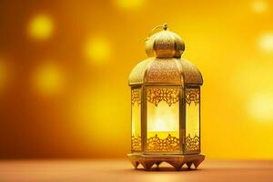 Eid mubarak and ramadan kareem greetings with islamic lantern and mosque. Eid al fitr background. Eid al fitr background of window concept by AI Generated photo