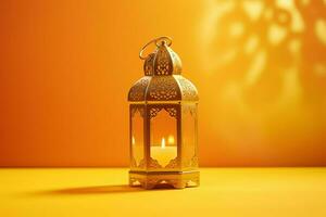Eid mubarak and ramadan kareem greetings with islamic lantern and mosque. Eid al fitr background. Eid al fitr background of window concept by AI Generated photo