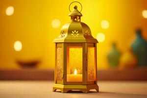 Eid mubarak and ramadan kareem greetings with islamic lantern and mosque. Eid al fitr background. Eid al fitr background of window concept by AI Generated photo