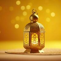 Eid mubarak and ramadan kareem greetings with islamic lantern and mosque. Eid al fitr background. Eid al fitr background of window concept by AI Generated photo