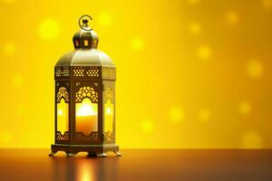 Eid mubarak and ramadan kareem greetings with islamic lantern and mosque. Eid al fitr background. Eid al fitr background of window concept by AI Generated photo