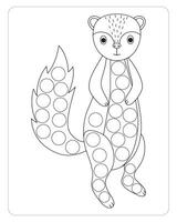 Rabbit Dot Marker, Cute Animals Dot Marker Coloring Pages For Kids. vector