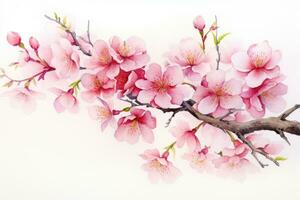 ai generado de cerca de primavera estacional Cereza florecer flor y sakura flor en bokeh antecedentes ai generado foto