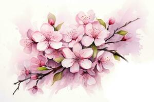 AI generated Closeup of spring seasonal cherry blossom flower and sakura flower on bokeh background Ai generated photo